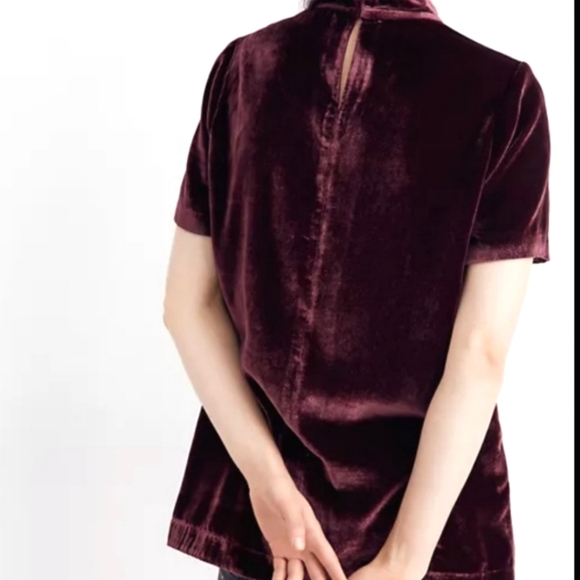 New Madewell choker top burgundy crushed velvet women's size small - Picture 3 of 14